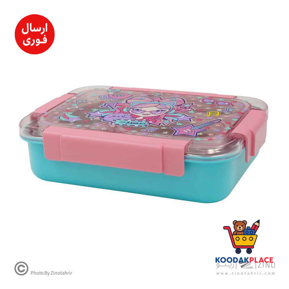 ظرف غذا تک طبقه 710میل مستطیل سه خانه فانتزی(استیل304) وست کدU2086 